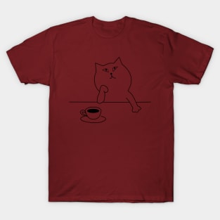 think about cafe coffee cat T-Shirt